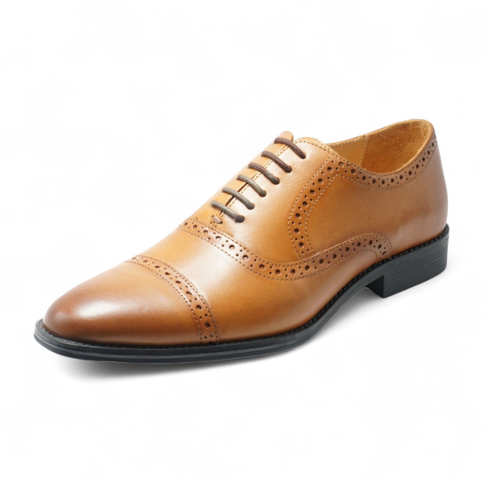 Semi long toe Oxford Quarter Brogue tan